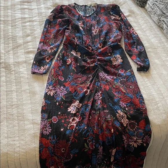 Veronica Beard Raylee Ruched Floral Midi Dress - Picture 7 of 9